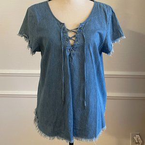 Derek Heart lace-up soft cotton top